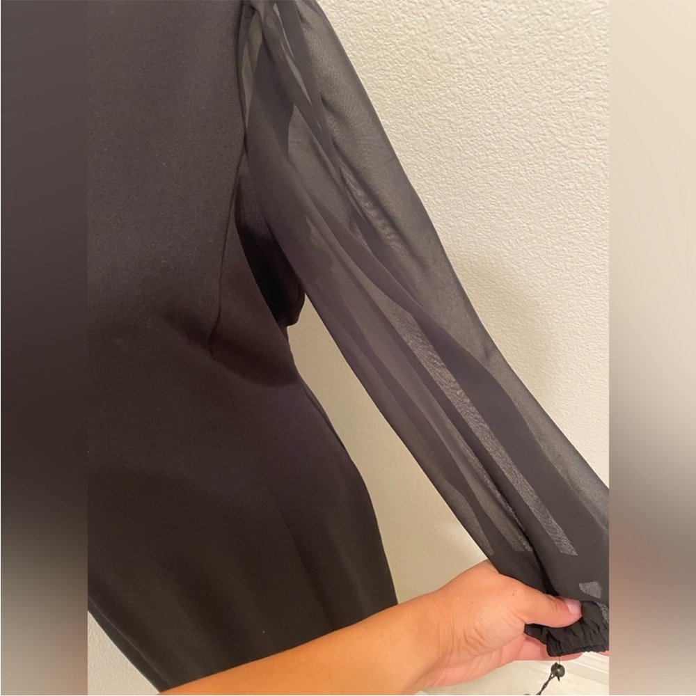 Adrianna Papell Black Chiffon & Crepe Sheath Dress Size 10 NWT - Picture 2 of 9